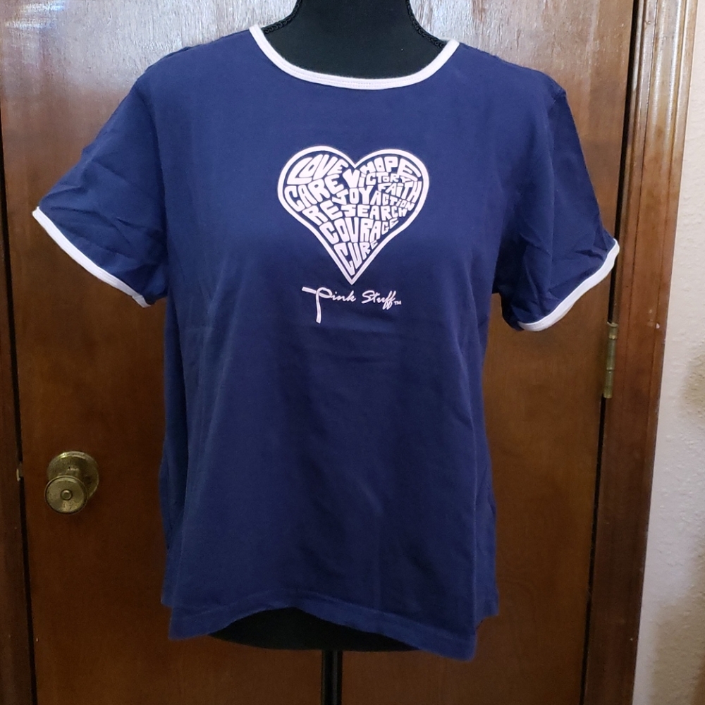Pick stuff Navy blue & light pink t-shirt 👕 XL